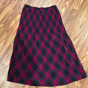 Sheer plaid midi skirt